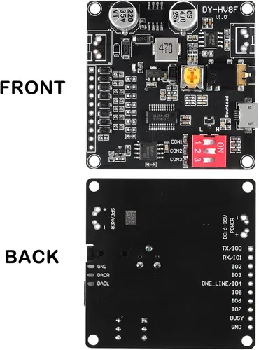 Miniatura 2 de 2 unids tablero de módulo de reproducción de voz MP3 reproductor de música 20 W 12 V 24 V placa de sonido de alta potencia UART E/S amplificador