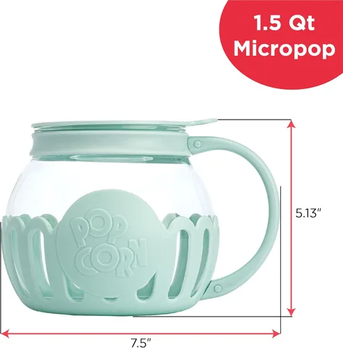 Miniatura 7 de Ecolution - Palomitero MicroPop patentado para microondas con vidrio seguro para temperatura, tapa 3 en 1 mide granos y derrite mantequilla, hecho