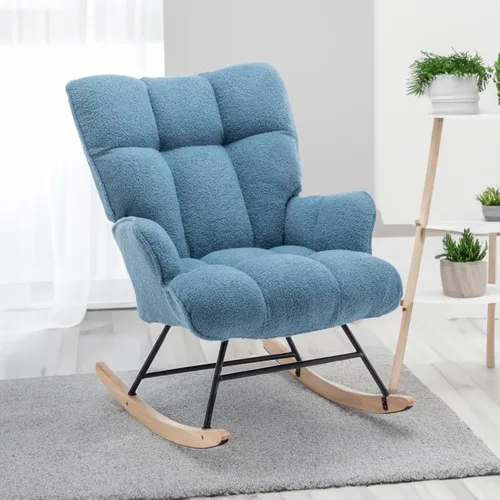 Miniatura 11 de Mecedora de peluche para bebé, tapizado para bebé, para adultos, para interiores, cómodas sillas de lactancia compactas de sherpa para espacios