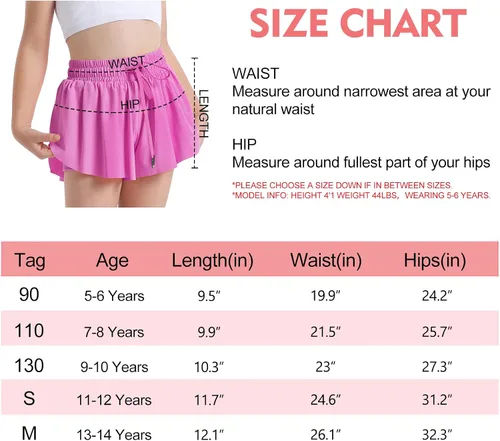 Miniatura 7 de Dizoboee Pantalones cortos fluidos para niñas, pantalones cortos de mariposa para jóvenes, falda atlética, pantalones cortos con bolsillo para niñas