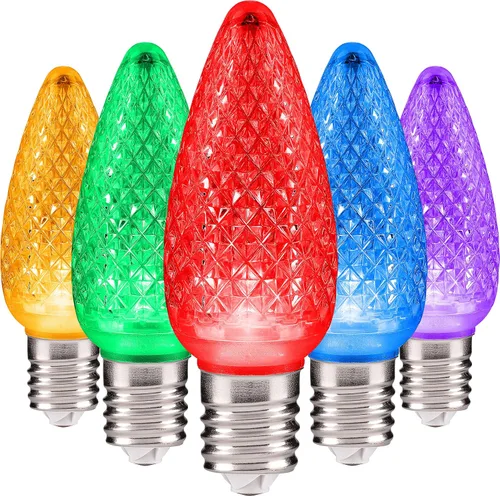 Miniatura 19 de HLO Lighting Juego de 25 bombillas LED de Navidad C9 de color blanco cálido para uso en interiores y exteriores Bombilla de repuesto duradera