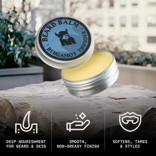 Miniatura 3 de Striking Viking Bálsamo para barba para hombres – Acondicionador para barba sin enjuague – Bálsamo de peinado hecho con mantequilla de barba