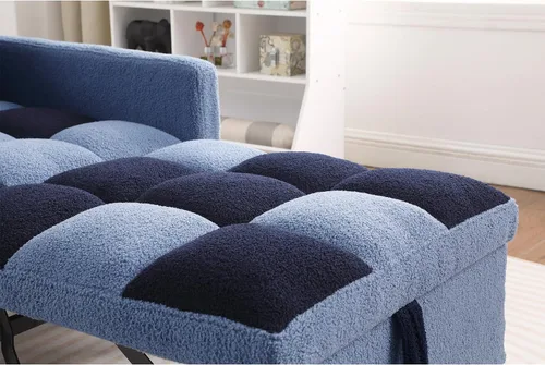 Miniatura 4 de Silla Cama Convertible 3 en 1, Sillón Sofá Cama Individual Multifuncional de Tela Teddy con Respaldo Ajustable, Silla Cama Reclinable Extraíble