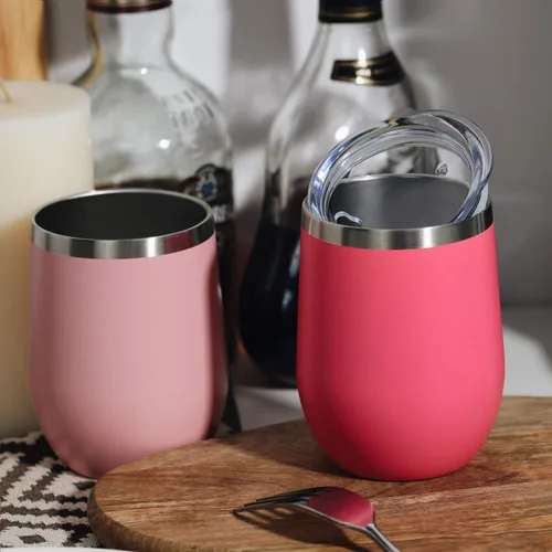Miniatura 7 de MEWAY Vasos Térmicos para Vino de 12 OZ/Paquete de 8 con Tapa - Sin Tallo de Doble Pared al Vacío de Acero Inoxidable para Viaje - Mantiene Frío