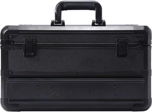 Miniatura 4 de E ELIAUK Caja de herramientas con estuche rígido, organizador de almacenamiento, maleta de transporte, caja de herramientas con cajones, color negro