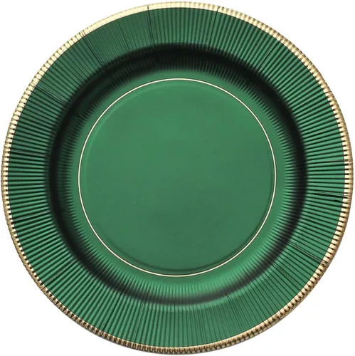 Miniatura 7 de Efavormart 25 Pack 13" Platos de servir desechables metálicos de color esmeralda de cazador con rayos de sol verde, platos de carga de papel Verde