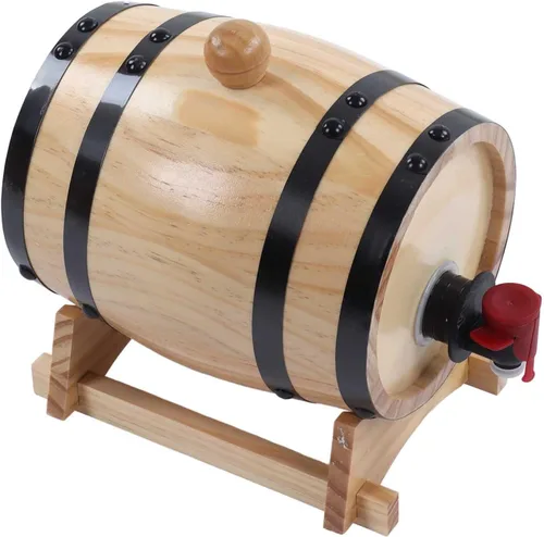 Barriles de pino de vino autofabricados Barriles de envejecimiento de pino Barriles de cerveza de madera para bar, catering, barbacoa tienda (5L)