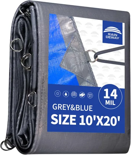 Miniatura 18 de RAINDEWAY Tarps Heavy Duty Impermeables 4x5 Pies -14 Mils Lona Súper Heavy Duty con Anillos de Metal y Esquinas y Bordes Reforzados, Resistente a
