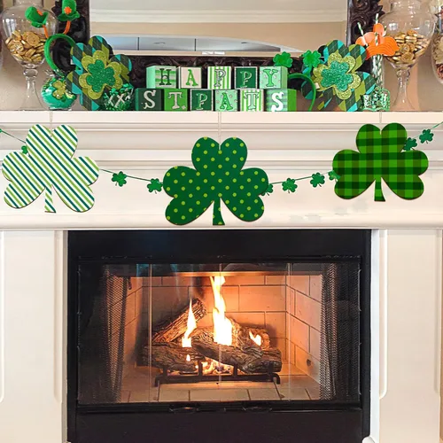 Miniatura 5 de Grandes decoraciones de madera de trébol de 7" para pintar, discos de madera redondos en blanco para San Patricio, decoraciones para colgar