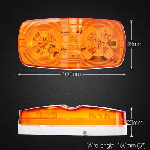 Miniatura 3 de 10 luces de marcador de remolque ámbar, 10 luces LED de doble diana lateral, lámpara de ojo de tigre, 4 x 2, indicadores de luz LED rectangulares