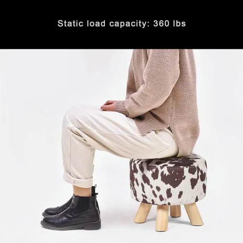 Miniatura 6 de Taburete otomano redondo pequeño, reposapiés de 10.4 pulgadas de alto para debajo del escritorio y espacios pequeños, taburete tapizado de tela