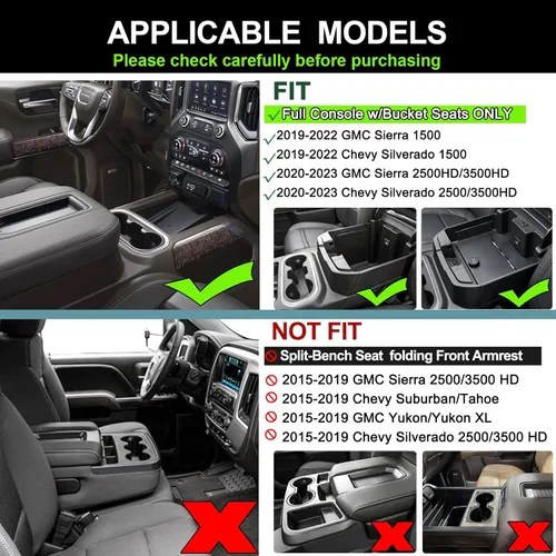 Miniatura 2 de PIMCAR Organizador de consola central para Chevy Silverado 1500/GMC Sierra 1500 2019-2022 y Silverado/Sierra 2500HD/3500HD 2020-2023 Solo asientos