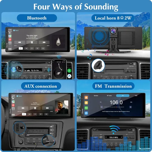 Miniatura 7 de Carpuride W903 Carplay inalámbrico y Android Auto con cámara de salpicadero, pantalla táctil HD IPS de 9.3 pulgadas para automóvil, cámara frontal