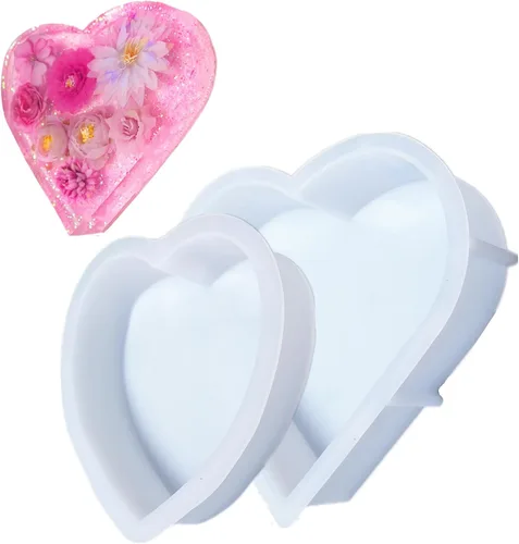 Moldes de resina de corazón, molde de silicona de corazón grande de 8.6 pulgadas y 7.2 pulgadas, molde de resina epoxi grande para preservación de