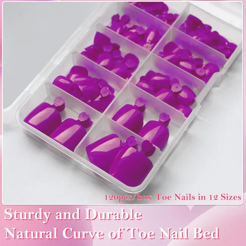 Miniatura 5 de AddFavor 120 uñas postizas a presión moradas para mujeres, uñas postizas cuadradas de cobertura completa, puntas de uñas falsas, uñas postizas