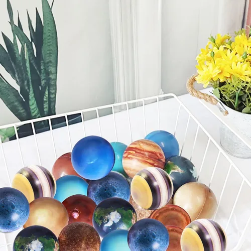 Miniatura 4 de Mydio Juego de 24 bolas para aliviar el estrés, bola de poliuretano suave de varios colores, patrón aleatorio, juguetes de fiesta, juego de pelota