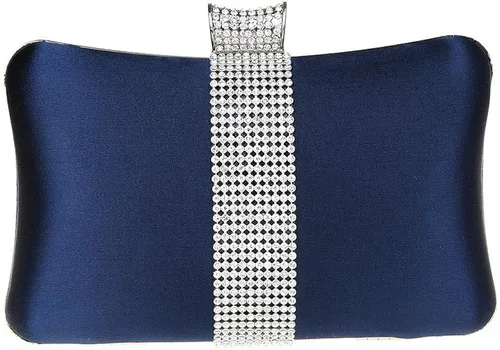 DA BODAN Bolso de mano Jane de satén con diamantes de imitación para mujer para noche novia graduación fiesta bolso cruzado con cadena