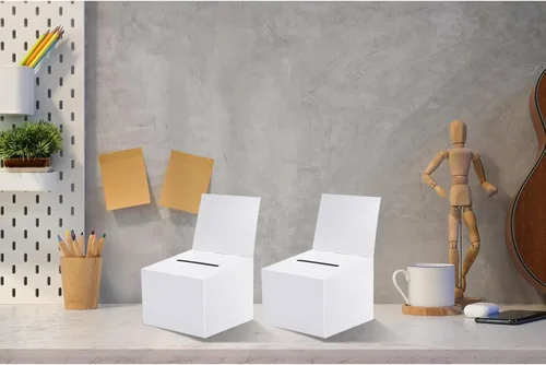 Miniatura 6 de Paquete de 30 cajas de sugerencias para rifas con ranura, cajas de cartón de 6.5 x 4.5 x 4.5 pulgadas con ranura para boletos y cabecera extraíble