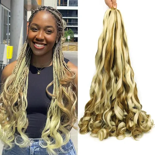 Miniatura 75 de Cabello rizado francés trenzado de 10 pulgadas, color 4, cabello rizado preestirado, 8 paquetes de trenzas de ganchillo de rizo francés para trenzas
