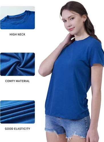 Miniatura 5 de ROTOXA Womens Summer Puff Short Sleeve V Neck T-Shirt Casual Solid Cute Blouse Tops