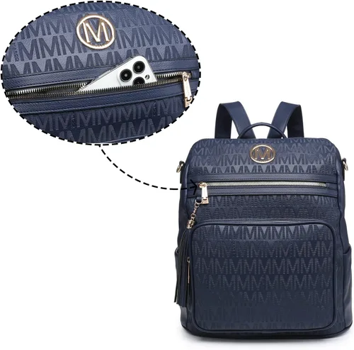 Miniatura 39 de MKP COLLECTION Mochila de moda para mujer, bolsa convertible grande para mujer, mochila de viaje, bolsa de hombro, juego de 2 piezas con borla, Beige