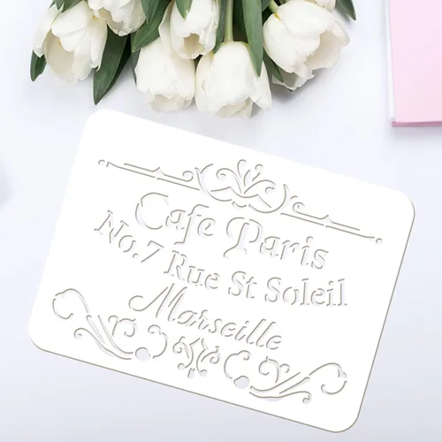 Miniatura 3 de FINGERINSPIRE Classic Cafe Paris - Plantillas de pintura de 11.7 x 8.3 pulgadas, plantillas francesas de plástico, plantillas de dibujo, decoración
