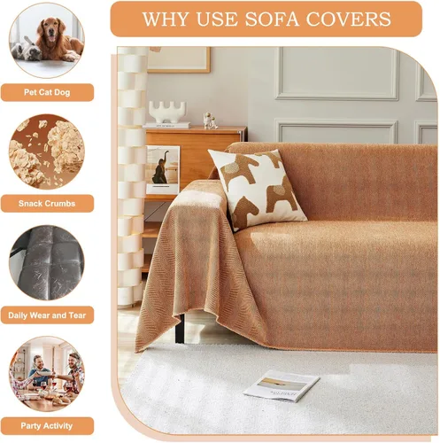 Miniatura 25 de STACYPIK Funda de sofá gris impermeable para perros, funda de sofá antideslizante para sofá de 3 cojines, funda seccional lavable para forma de L