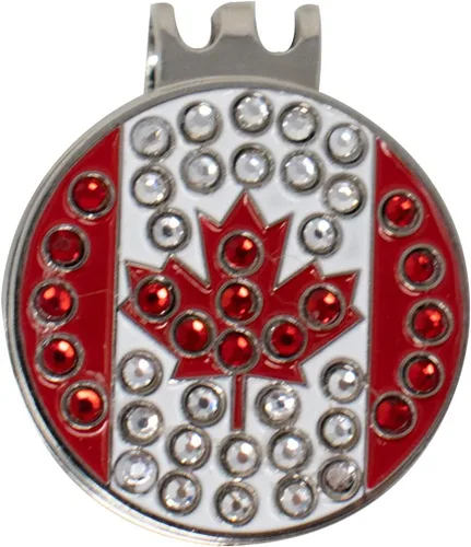 Miniatura 3 de DA VINCI Clip magnético para sombrero de golf con marcador de bola de golf de metal brillante de 1 pulgada Bandera de Canadá Bling