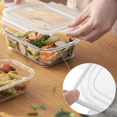 Miniatura 7 de Paquete de 4 recipientes de vidrio de 13 onzas / 0.37 L con tapas, recipientes de almacenamiento de vidrio con tapas, sin BPA, organizadores