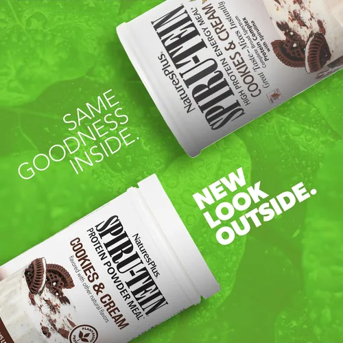 Miniatura 2 de NaturesPlus SPIRU-TEIN - Batido de galletas y crema, 1.15 libras, proteína de espirulina en polvo, reemplazo de comidas a base de plantas, vitaminas