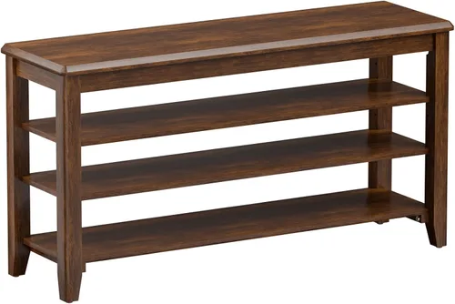 Miniatura 10 de Taitiy Zapatero con parte superior plana de madera de caucho y 3 estantes ajustables, zapatero de madera para entrada, pasillo, vestíbulo, puerta