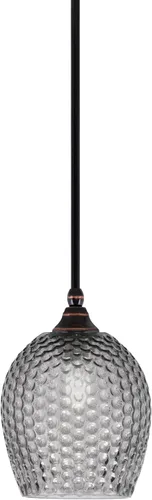 Miniatura 6 de Toltec Lighting Tallo Colgado Mini colgante, acabado de cobre negro, 3.5" cuadrado humo burbuja vidrio