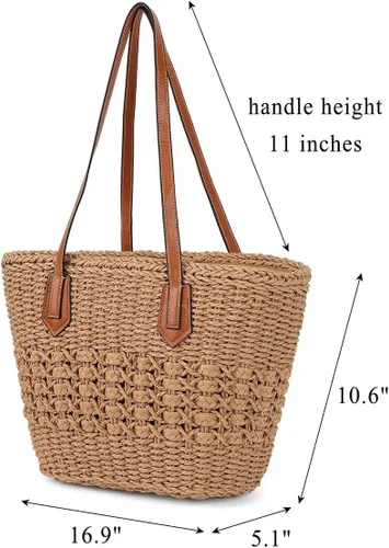 Miniatura 2 de Bolso de hombro de paja para mujer, grande, tejido de ratán, bolso de viaje de verano, playa, bolso hecho a mano con asa superior