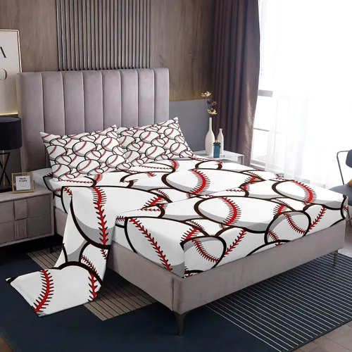 Miniatura 3 de Castle Fairy Juego de sábanas de béisbol tamaño twin, béisbol 3D para niños y jóvenes juego deportivo de pelota, juego de decoración de ropa de cama