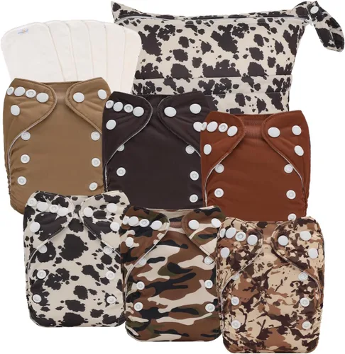 Miniatura 18 de babygoal Pañales de tela grandes, paquete de 13 para niños de 3 a 5 años, fundas de pañales de tela, paquete de 6 con 6 insertos y bolsa