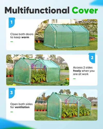 Miniatura 5 de Quictent Mini invernadero portátil de 71 pulgadas de ancho x 36 pulgadas de profundidad x 36 pulgadas de alto, puertas grandes con cremallera, Verde