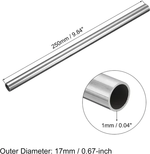 Miniatura 63 de uxcell Tubo de acero inoxidable 304, diámetro exterior de 34 mm x 1,5 mm de espesor de pared, 300 mm de longitud de tubería metálica para maquinaria