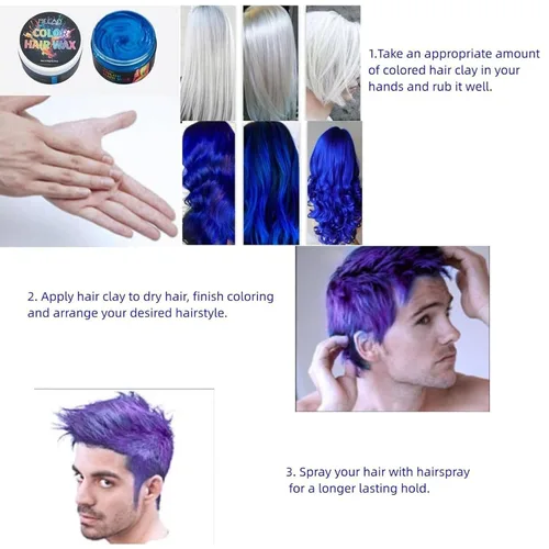 Miniatura 4 de USLZ03 - Cera temporal de color para el cabello, 4.23 onzas, tinte temporal para el cabello, crema de barro para hombres y mujeres, elegante cera