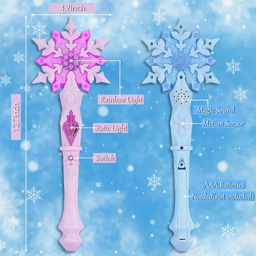Miniatura 2 de EnrichFun - Varita de copo de nieve de Frozen que se ilumina con sonido, juguetes mágicos con movimiento para princesas para niñas, favoritos