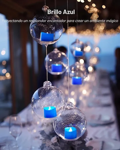 Miniatura 2 de Homemory - Velas de té LED color azul, funcionan con pilas, más de 200 horas de duración, velas sin llama parpadeantes falsas eléctricas con LED