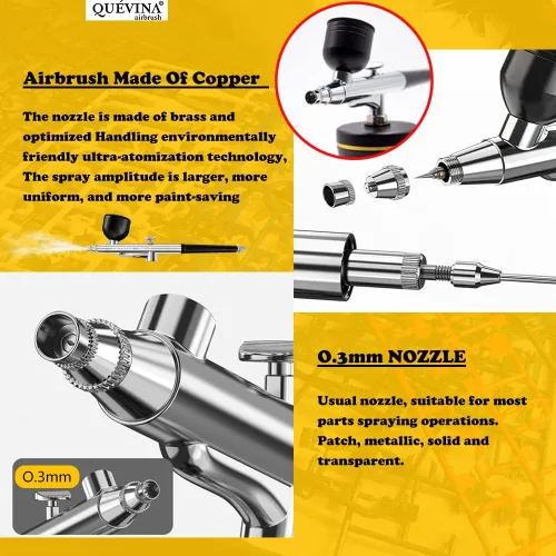 Miniatura 3 de Quevina - Kit de aerógrafo inalámbrico, compresor de pistola de cepillo de aire de maquillaje de mano, aerosol para reposteria para mejora