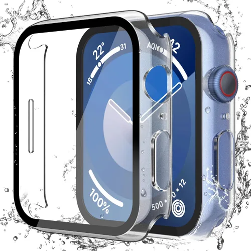 Miniatura 25 de Misxi Paquete de 2 fundas impermeables con botón diseñadas para Apple Watch Series 3 Series 2 de 38mm, funda rígida de policarbonato anticaídas