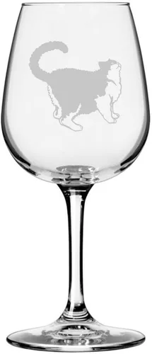 Miniatura 81 de Copa de vino de 12.75 onzas con temática de gato abisinio grabada para todo uso