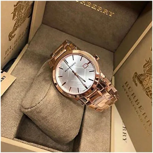 Miniatura 8 de Reloj pulsera unisex de 38 mm con movimiento suizo, The City, Correa de oro rosa+esfera plateada, Prorsum London Brit Trench The City Endurance