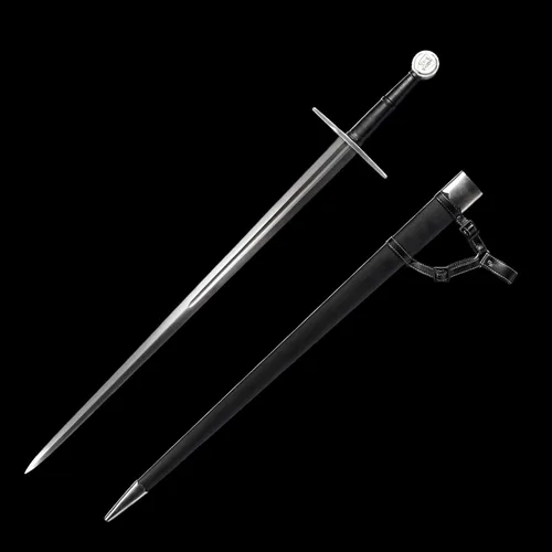 Miniatura 9 de Hoja afilada de acero forjado a mano de 48 pulgadas, espiga completa con funda protectora de cuero, espada medieval de metal real, regalos