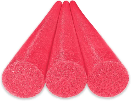 Oodles of Noodles Fideos sólidos de espuma de lujo para piscina, paquete de 3, 55 pulgadas de longitud Rojo
