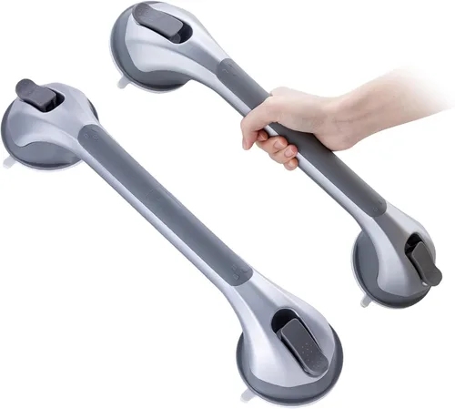 TAILI - Barras de sujeción para la ducha con ventosa, paquete de 2 unidades, de 16 pulgadas, resistente y removible, sin taladro, impermeable,