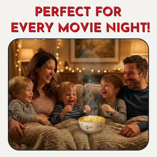 Miniatura 2 de Popcorn Fun Time Bowl – Tazón de plástico para palomitas de maíz de 6 cuartos con impresión colorida – Plato de aperitivos de noche de cine