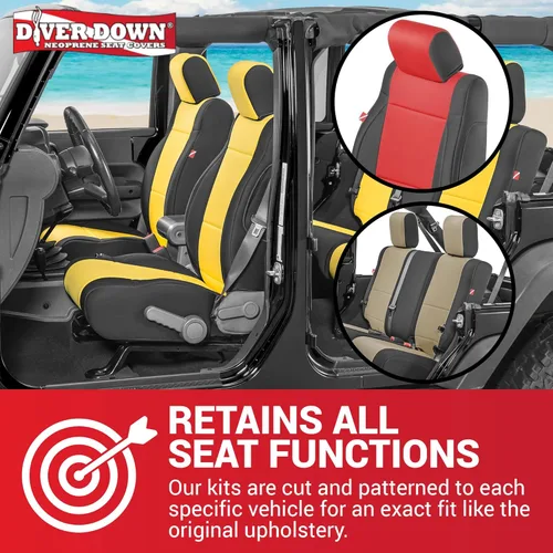 Miniatura 2 de Diver Down Juego de fundas de asiento de neopreno para Jeep JK Wrangler 2007-2018, juego de asiento delantero y trasero, fundas de asiento Carbón