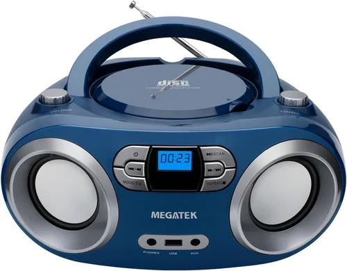 Miniatura 10 de MEGATEK Boombox reproductor de CD portátil con radio FM, Bluetooth y puerto USB, sonido estéreo claro, compatible con CD-R/RW y MP3, entrada